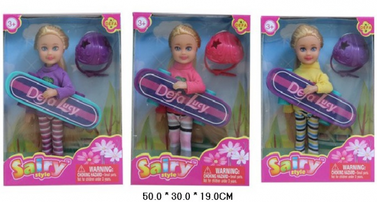 Кукла &quot;Defa Lucy&quot;, 3 вида, со скейтбордом и шлемом в кор. 15*12*5см  (24шт/2) Фото