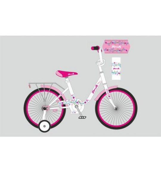 Велосипед детский PROF1 20д. Y2085 (1шт) Flower, бело-розовый,звонок,подножка Фото