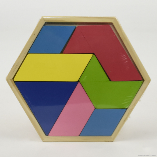 Деревянная игрушка логика головоломка шестигранник цветной Фото