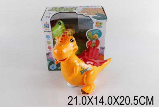 Муз.динозаврик 2801 (48шт/2) 2 цвета,  батар, в короб. 21*14*20, 5см Фото