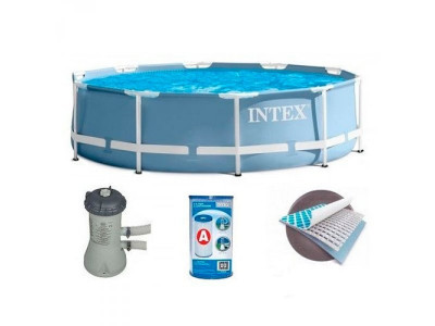 Семейный каркасный бассейн с фильтром-насосом и лестницей Intex 28718