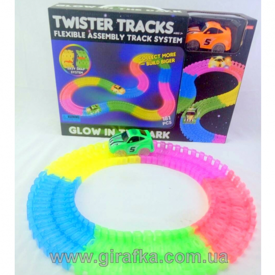 Twister Tracks на 181 деталь +1 машинка аналог Magic Track светящийся трек Фото