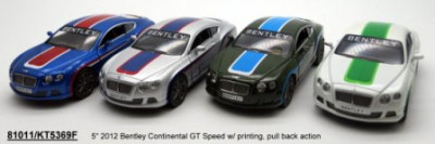 Модель легковая KT5369FW 5&quot; 2012 Bentley Continental GT Speed w/printing метал.инерц.откр.дв./96/