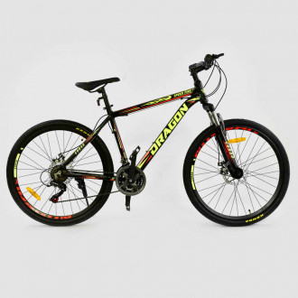 Велосипед  Спортивный CORSO 26&quot;дюймов JYT 010 - 1074 BLACK-YELLOW DRAGON (1) Алюминий, 21 скорость