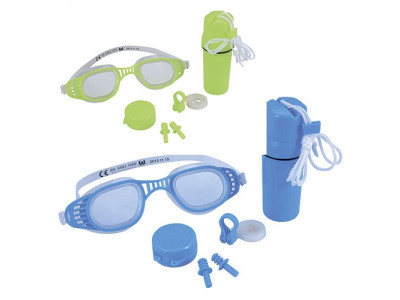 BW Набор для плавания 26002 (24шт) очки, беруши, клипса для носа, 2 цвета, колба, на листе,