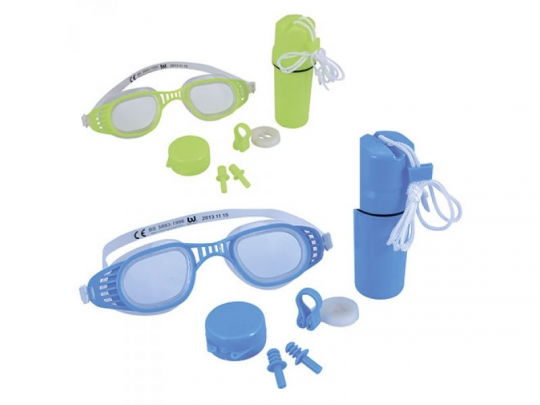 BW Набор для плавания 26002 (24шт) очки, беруши, клипса для носа, 2 цвета, колба, на листе, Фото