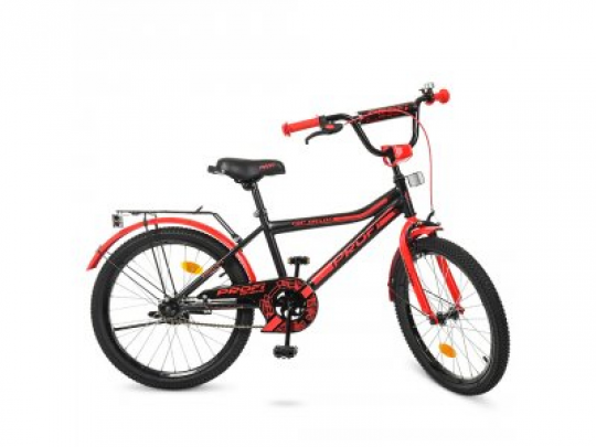 Велосипед детский PROF1 20д. Y20107 (1шт) Top Grade,черно-красн.(мат),звонок,подножка Фото
