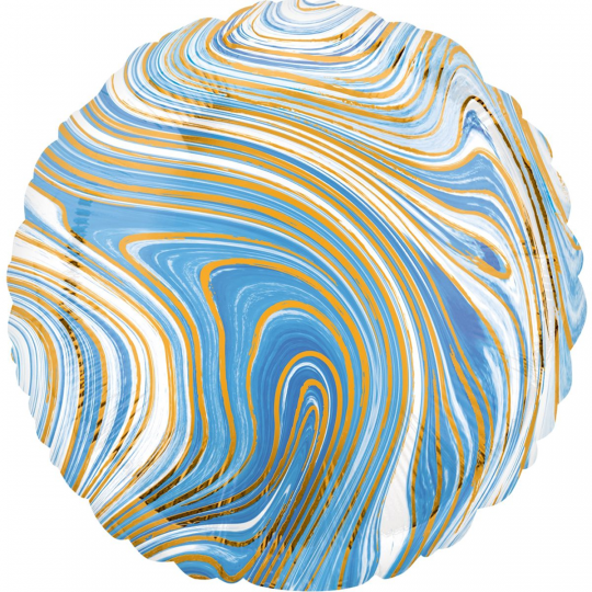 Фольгированные шары с рисунком 3202-2723 а 18&quot; круг агат голубой blue marble s18 Фото
