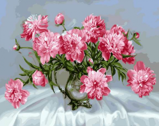 Картина по номерам Розовые пионы, в термопакете 40*50см Фото