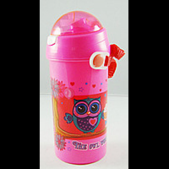 Бутылка для воды с трубочкой Kidis The owl world 550 мл., в пак.20*7см Фото