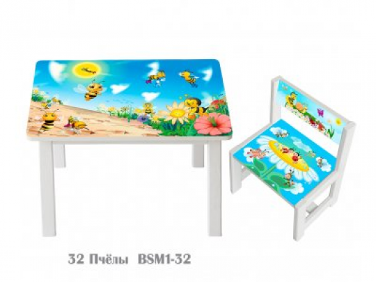 Детский стол и укреплённый стул BSM1-32 Bees - Пчёлки Фото