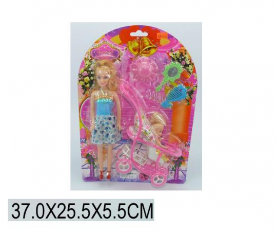 Кукла типа &quot;Барби &quot; 8810D (72шт/3) с куколкой, коляской, аксесс, на планш.26*7*37см Фото