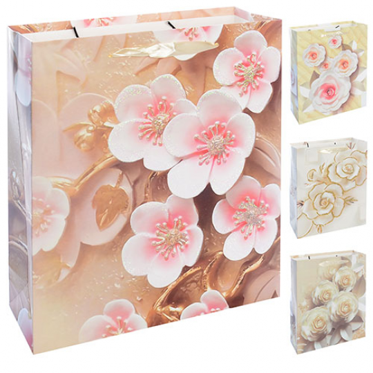 Пакет подарочный бумажный Цветы оригами 43*30*12см C25268-1 (360шт) Фото