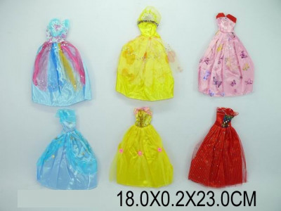 Платья для кукол, 6 видов, в п/э 18х0,2х23 /600-2/