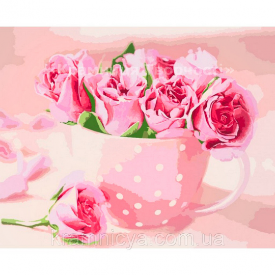 Картина по номерам Чайные розы, 40x50. (КНО2923) Фото
