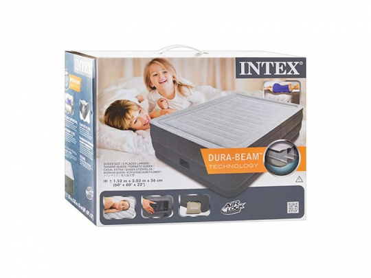 Надувная велюровая кровать со встроенным насосом Intex 64418 Фото