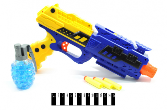 Пистолет с гелевыми и поролон. пулями 22х6,5х40 см ассорти цветов Фото