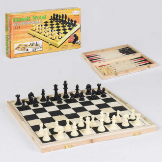 Шахматы деревянные С 36816 (24) 3 в 1, в коробке
