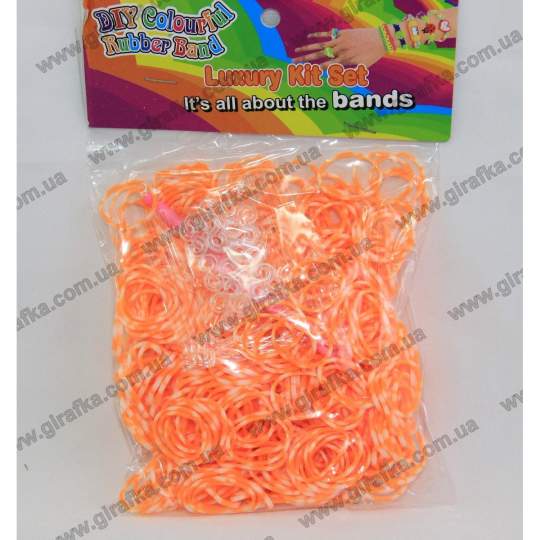 Набор резиночек для плетения 600 штук бело-оранжевые с с ароматом Фото