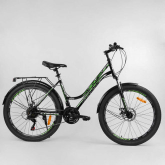 Велосипед Спортивный CORSO «URBAN» 26&quot; дюймов 78922 (1) рама металлическая, SunRun 21 скорость, крылья, багажник, собран на 75%
