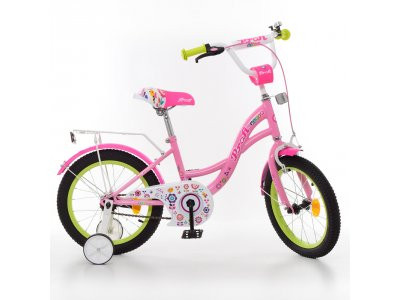 Велосипед детский PROF1 14д. Y1421-1 (1шт) Bloom, розовый,звонок,доп.колеса