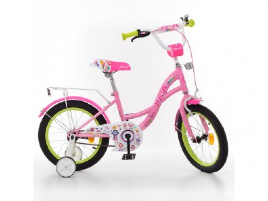 Велосипед детский PROF1 14д. Y1421-1 (1шт) Bloom, розовый,звонок,доп.колеса Фото