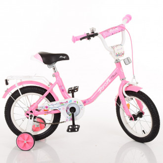 Велосипед детский PROF1 14д. Y1481 (1шт) Flower, розовый,звонок,доп.колеса