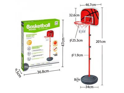 Баскетбольное кольцо MR 0333 (12шт) на стойке 201см,сетка,щит47-33см,мяч,насос, в кор, 37-47-9,5см