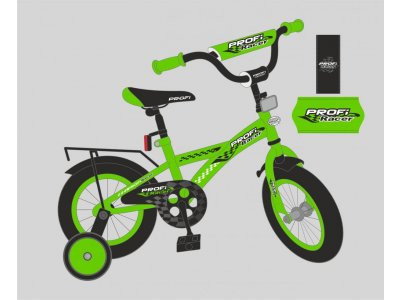 Велосипед детский PROF1 16д. T1636 (1шт) Racer,зеленый,звонок,доп.колеса