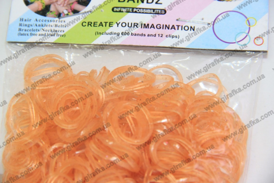 Набор резиночек для плетения 600 штук оранжевые с глиттером+аромат Фото