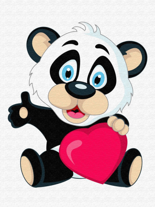 Картина по номерам Панда с серцем, в термопакете 40*30см Фото