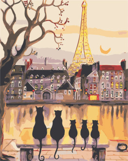 Роспись по номерам &quot;Парижские коты&quot; в кор. 40*50см, ТМ ArtStory