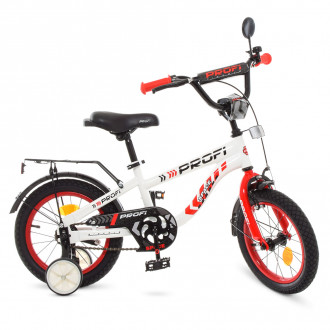 Велосипед детский PROF1 14д. T14154 (1шт)Space,бело-красный,звонок,доп.колеса