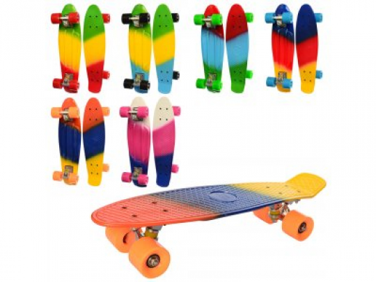 Скейт MS 0746-3 (6шт) пенни,56,5-15см,алюм.подвеска,колесаПУ,подшABEC-7,радуга,микс цветов Фото