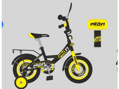 Велосипед детский PROF1 18д. XD1843 (1шт) Original boy,черно-желтый,свет,звонок,зерк.,доп.колеса