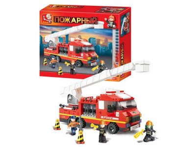 Конструктор SLUBAN M38-B0221 (16шт) Пожарные спасатели,машина,фигурки,267дет,в кор-ке,33-28-5,5см