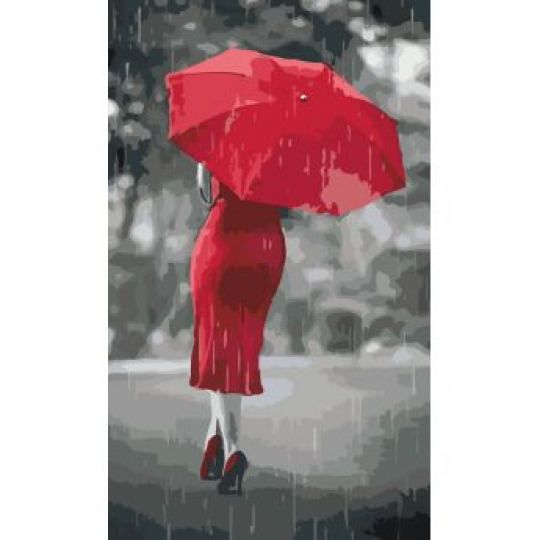 Роспись по номерам &quot;Красный зонтик&quot;, в термопакете 30*50см Фото