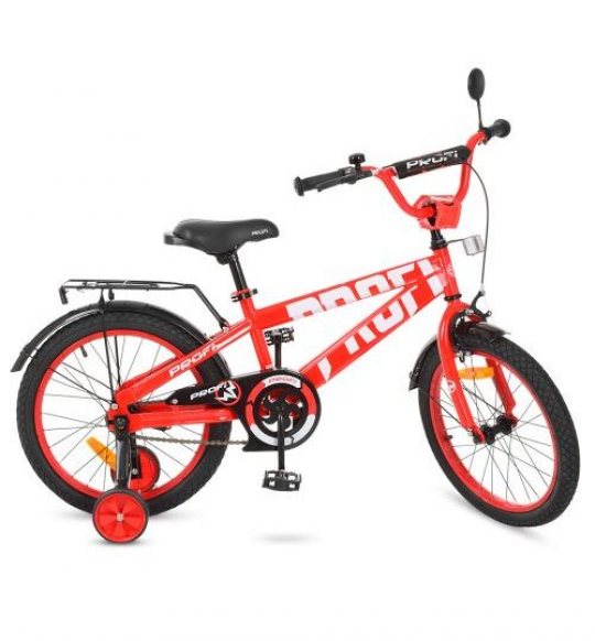 Велосипед детский PROF1 18д. T18171 (1шт) Flash,красный,звонок,доп.колеса Фото