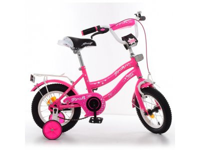 Велосипед детский PROF1 12д. Y1292 (1шт) Star,малиновый,звонок,доп.колеса