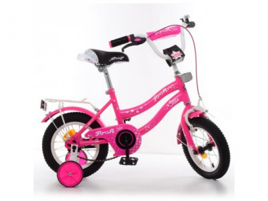Велосипед детский PROF1 12д. Y1292 (1шт) Star,малиновый,звонок,доп.колеса Фото