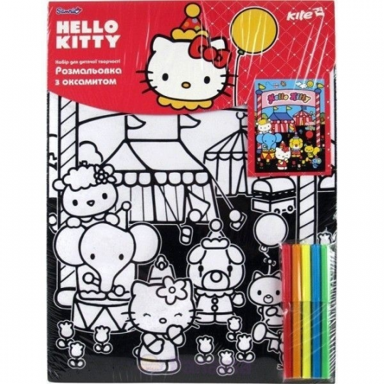 Бархатная раскраска с фломастерами Hello Kitty Фото