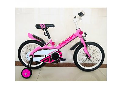 Велосипед детский PROF1 16д. W16115-3 (1шт) Original,розовый,крылья,звонок,доп.колеса