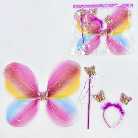 Карнавальный набор для девочки Бабочка C 31255 (300) 3 предмета: крылья, жезл, ободок Фото