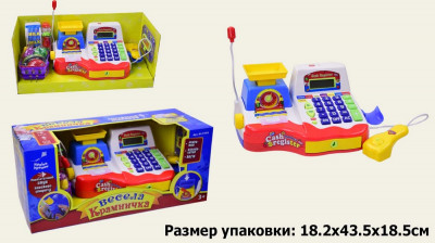Кассовый аппарат KI-7778 (12шт)&quot;Весела Крамничка&quot;батар.,звук.,микрофон,весы,калькулятор в кор. 43*19
