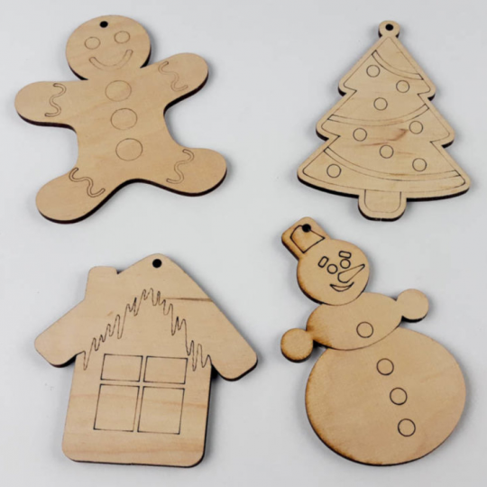 Дерев'яні новорічні іграшки Набір 2 (4 фігурки) Фото
