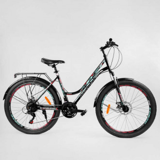 Велосипед Спортивный CORSO «URBAN» 26&quot; дюймов 97011 (1) рама металлическая, SunRun 21 скорость, крылья, багажник, собран на 75%
