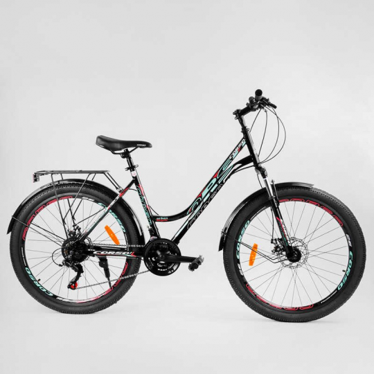 Велосипед Спортивный CORSO «URBAN» 26&quot; дюймов 97011 (1) рама металлическая, SunRun 21 скорость, крылья, багажник, собран на 75% Фото