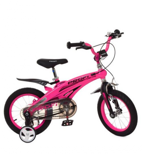 Велосипед детский PROF1 12д. LMG12126 (1шт) Projective,магнез.рама,малиновый, доп.колеса Фото
