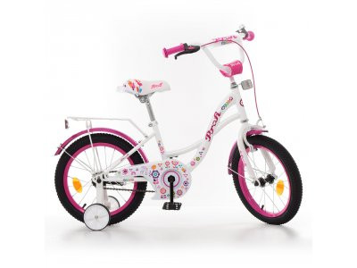 Велосипед детский PROF1 14д. Y1425 (1шт) Bloom, бело-малинов.,звонок,доп.колеса