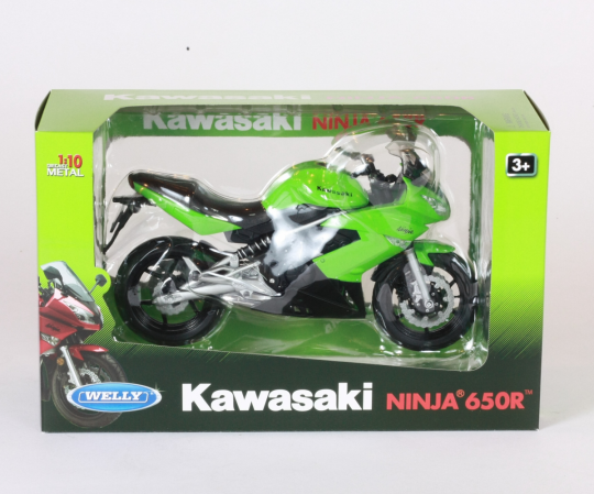 Мотоцикл Welly, KAWASAKI 2009 NINJA 650R, метал., масштаб 1:10, в кор. 27*16*11см (6шт) Фото